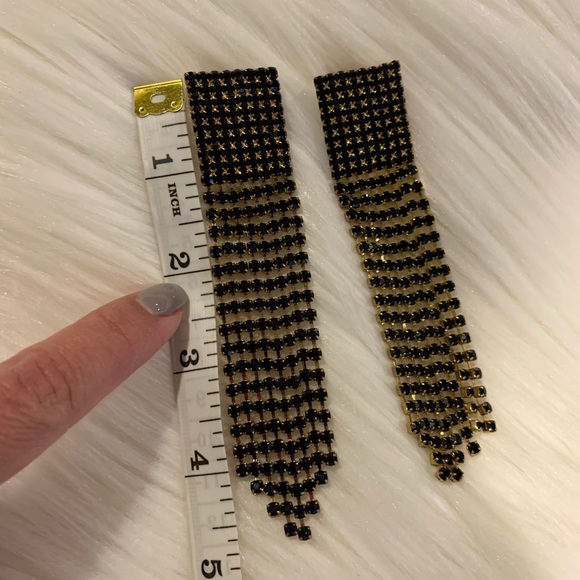 Bebe Rhinestone Drop Tassel Earring - Picture 5 of 5